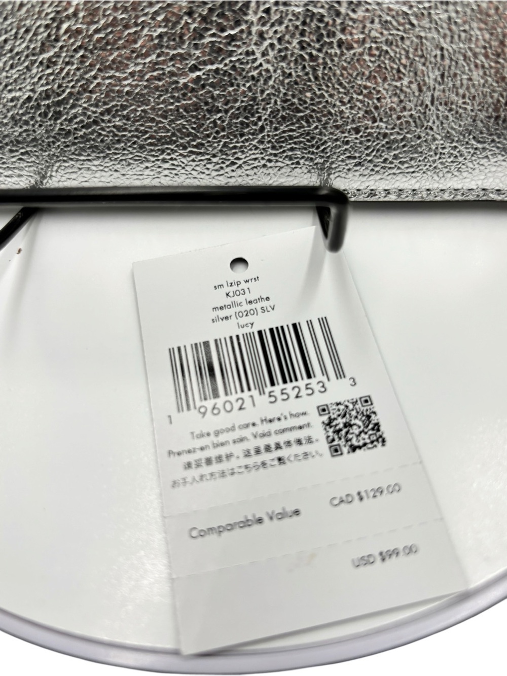 Kate Spade Lucy Metallic Silver Leather Zip Wristlet $99 NWT - Picture 4 of 5